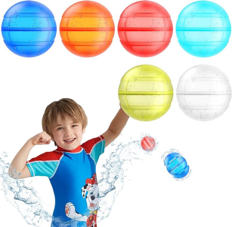 Wiederverwendbare Wasserballons (6 Stück) – Schneller Füller für Wasserspaß im Sommer