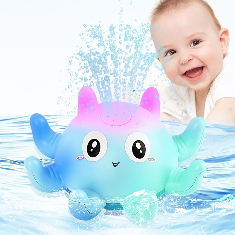 LED Oktopus Badewannenspielzeug mit automatischem Wasserspruch für Kinder ab 1 Jahr
