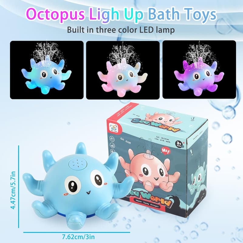 LED Oktopus Badewannenspielzeug mit automatischem Wasserspruch für Kinder ab 1 Jahr