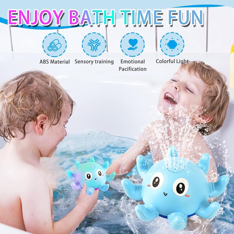 LED Oktopus Badewannenspielzeug mit automatischem Wasserspruch für Kinder ab 1 Jahr