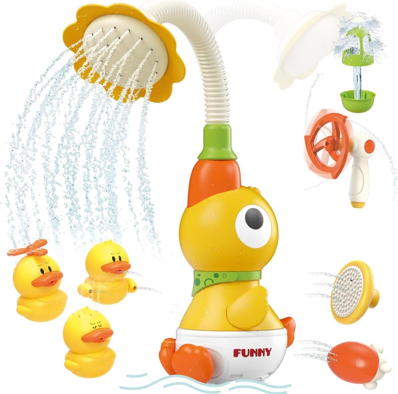 Elektrisches Wasserspielzeug Ente für Kinder ab 1 Jahr, 8 in 1 Badewannenspaß