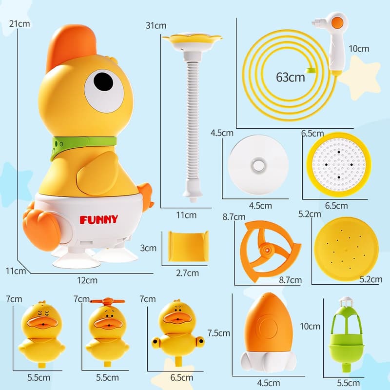 Elektrisches Wasserspielzeug Ente für Kinder ab 1 Jahr, 8 in 1 Badewannenspaß