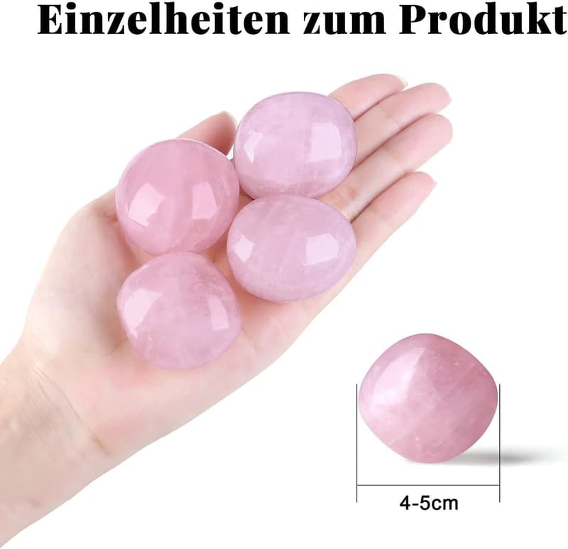 Rosenquarz Trommelsteine für Deko, ideal für Vasen und Brunnen
