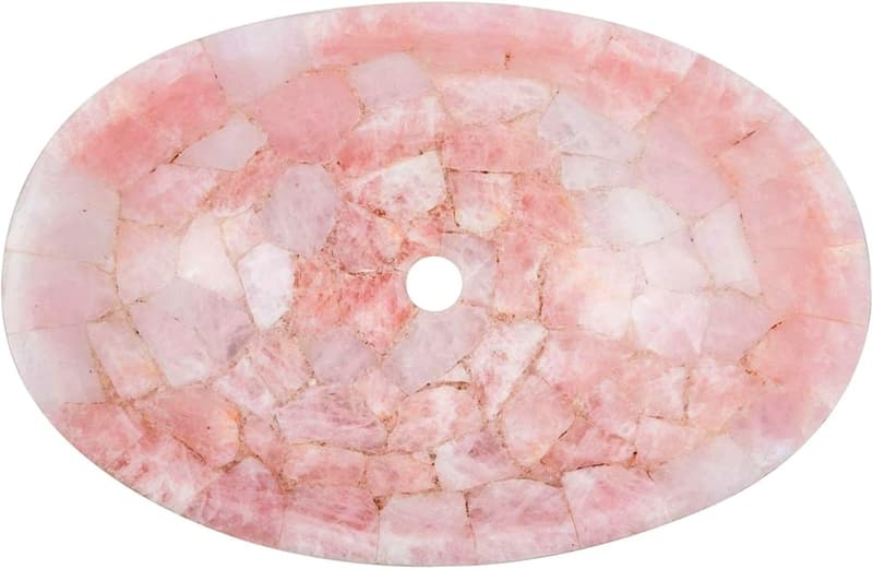 Rosenquarz-Handspülschüssel 61 x 48 cm für die Heimdekoration