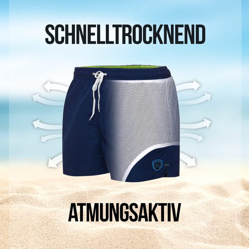 Schnelltrocknende Badehose für Herren, Boardshorts M-6XL, EU-Produktion