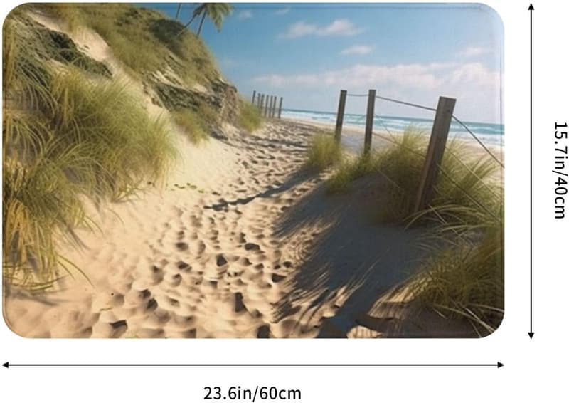 Strand-Motiv Badematte aus Mikrofaser, rutschfest, 60 x 40 cm
