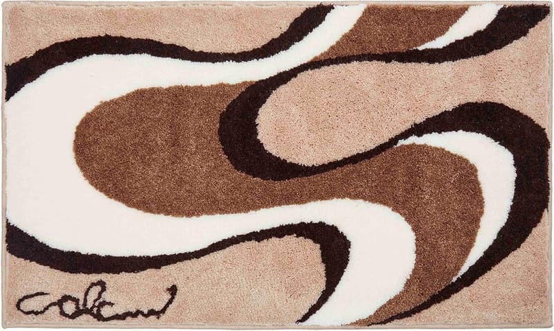 Exklusiver Designer Badteppich 70x120 cm in Beige, rutschfest & soft