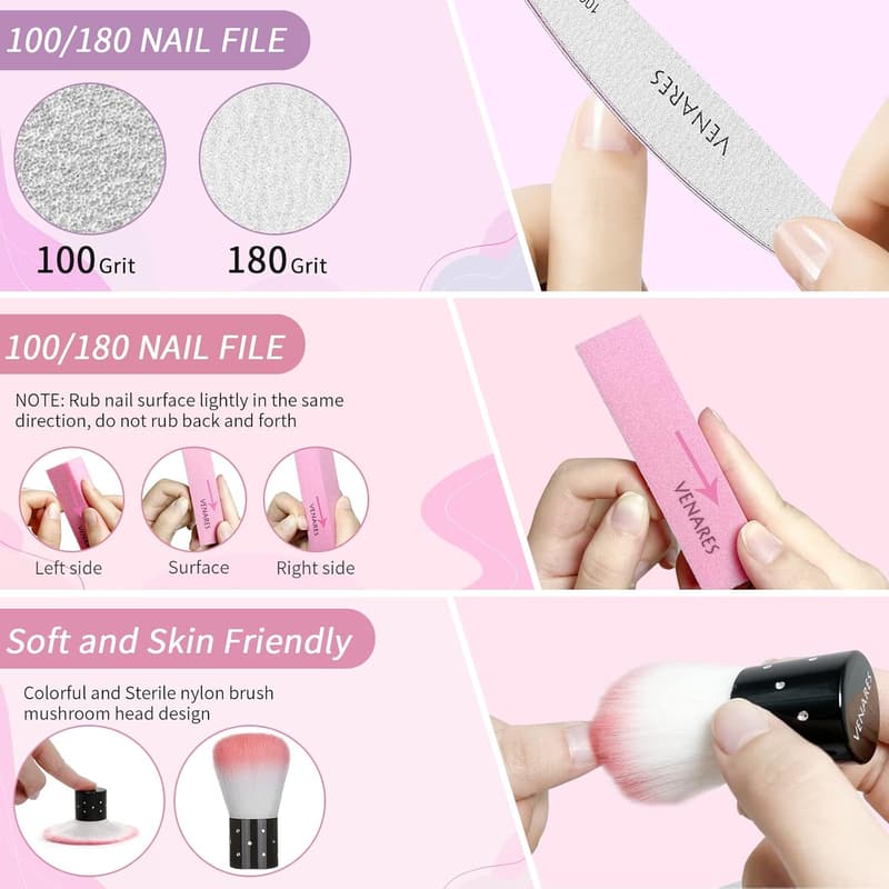 Nageltips Set für Gelnägel, 500 Stück mit Kleber und Zubehör