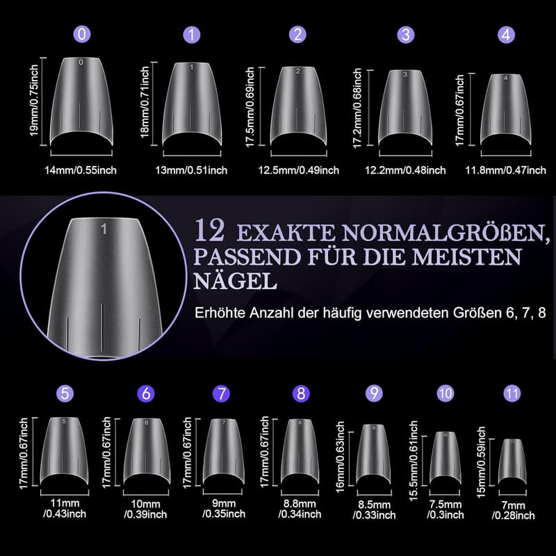 300 Stück Französische Soft Gel Nagel Tips mit Positionierungslinien