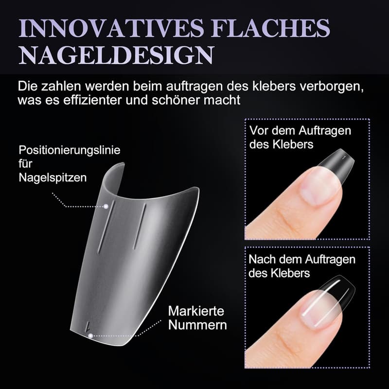 300 Stück Französische Soft Gel Nagel Tips mit Positionierungslinien