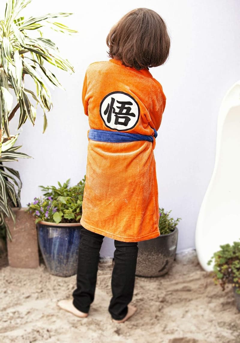 Son Goku Kinderbademantel mit GO Schriftzeichen, Größen 130-150