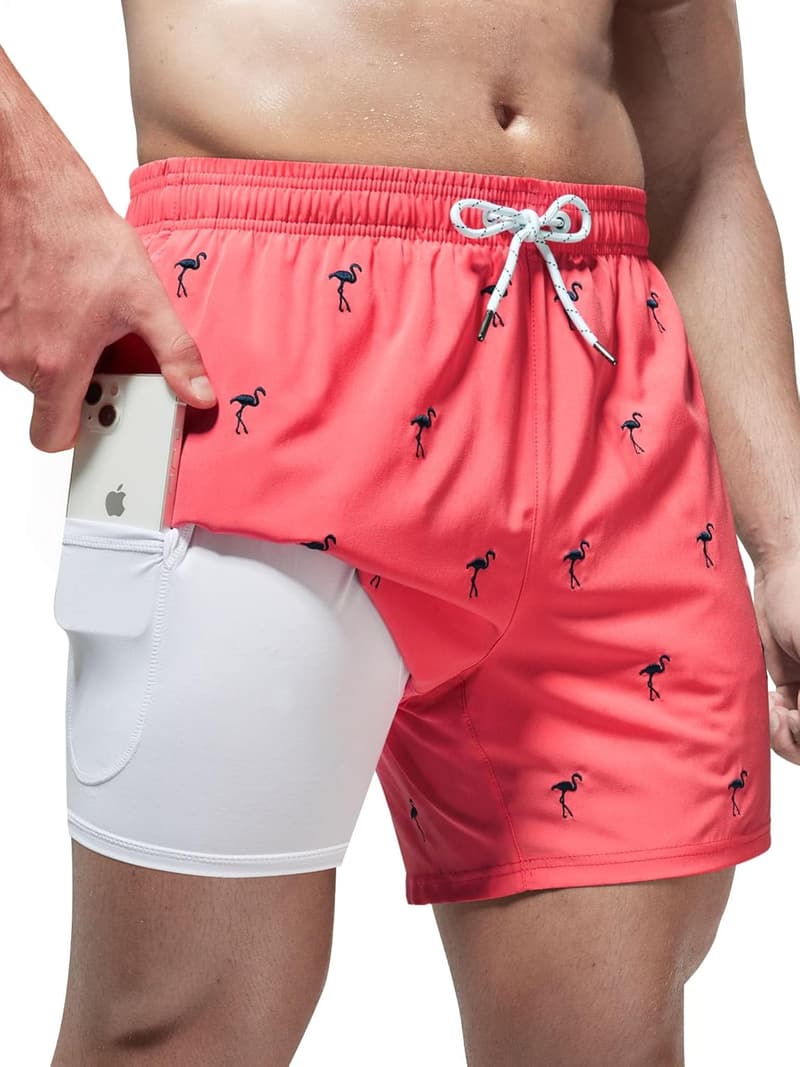 Badehose für Herren 2-in-1 mit Kompression, schnelltrocknend, elastisch