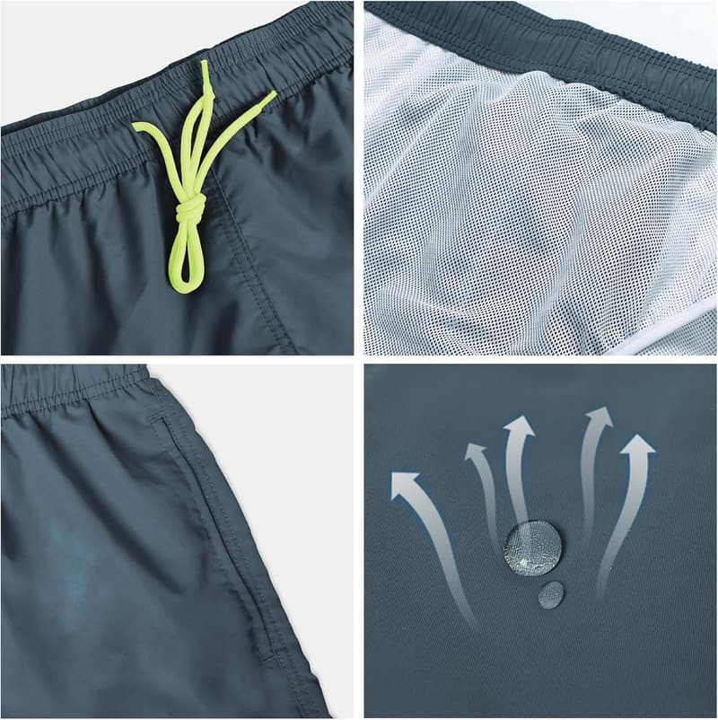 Schnelltrocknende Badeshorts für Herren mit Taschen und Kordelzug