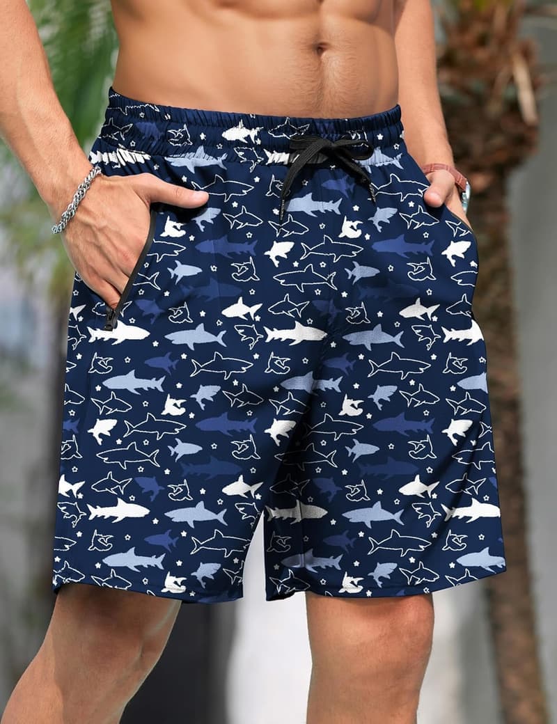 Herren Badehose 2-in-1 mit Kompression und Taschen, 7
