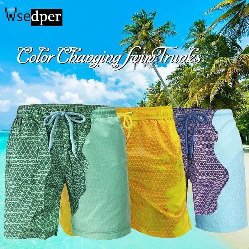 Farbwechsel Badehose für Herren – schnell trocknend, Strandshorts