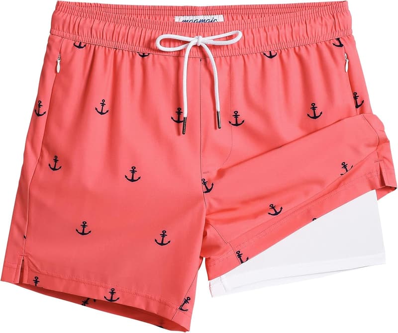 MaaMgic Herren Badeshorts 2-in-1 mit Kompression und Reißverschlusstasche
