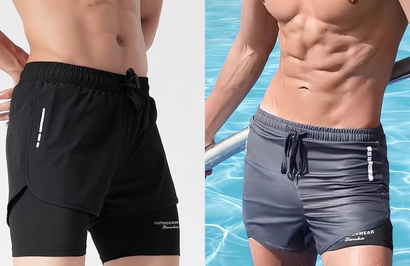 Elastische 2-in-1 Badehose für Herren mit Schnelltrocknen-Funktion