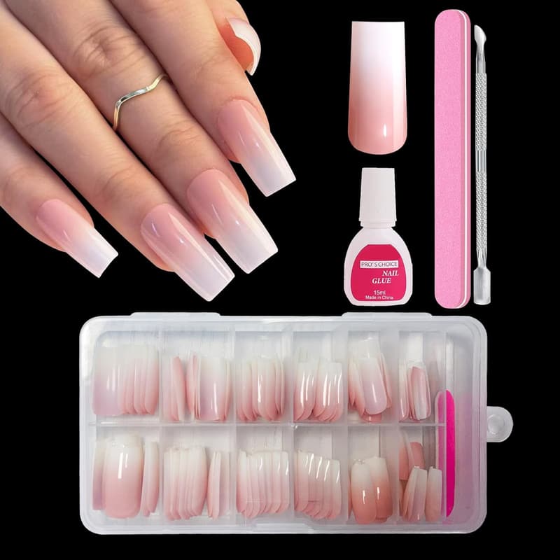 Square Gradient Pink Press-On Nails - 120er Set mit Kleber für Frauen