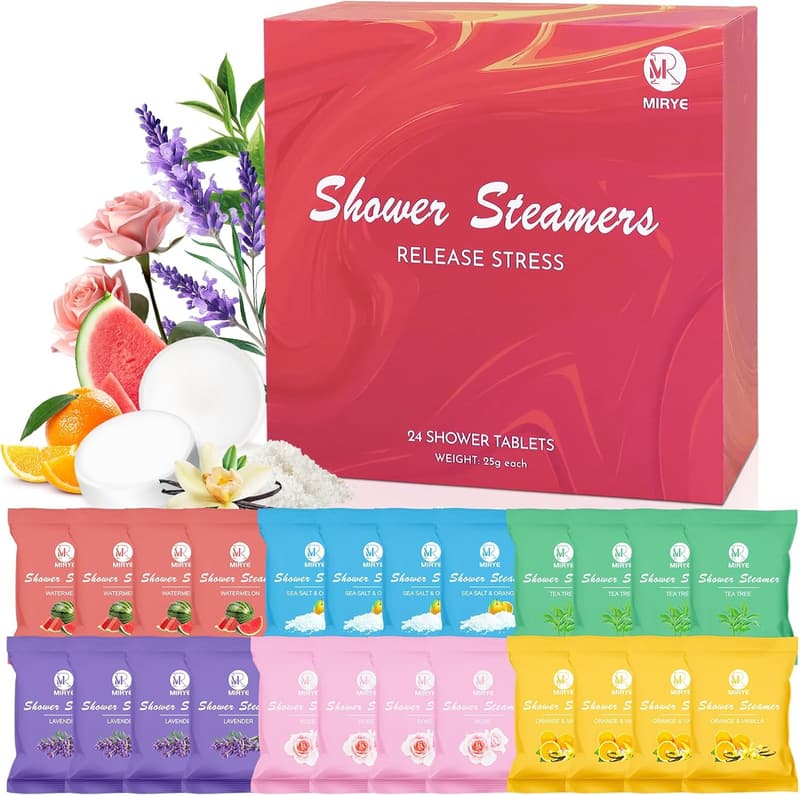 Aromatherapie Duschbomben Set mit 6 Düften – 24 Stück für Frauen und Männer