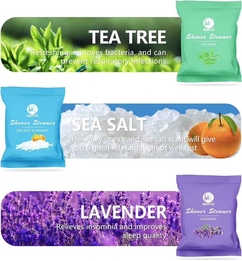 Aromatherapie Duschbomben Set mit 6 Düften – 24 Stück für Frauen und Männer