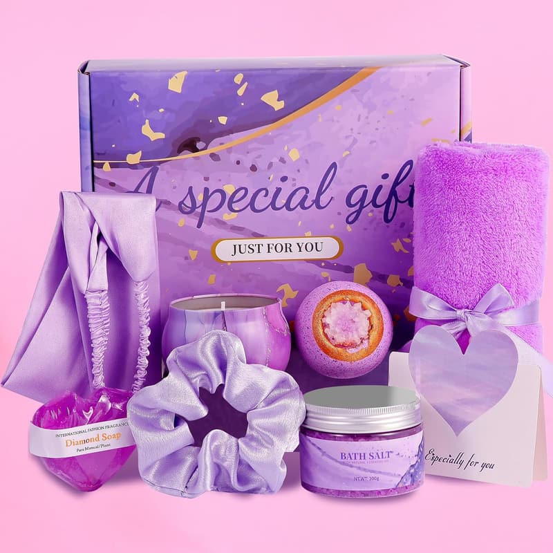 Badebomben Set mit Lavendel - Geschenk für Frauen zum Valentinstag