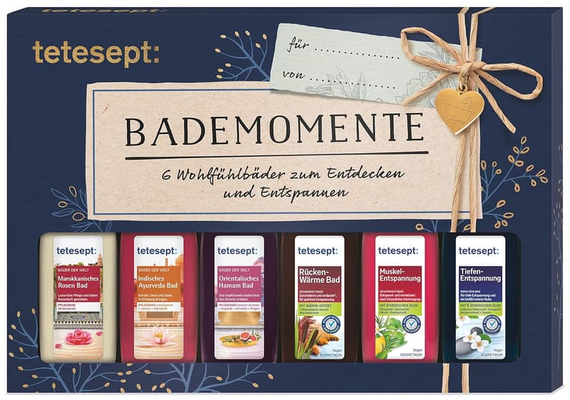Tetesept Bademomente Geschenkset – Badezusatz Probierset für jeden Anlass (6 x 20 ml)