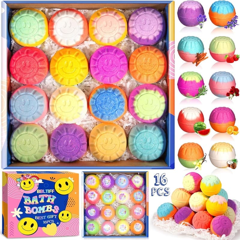 Badekugeln Geschenkset 16er Pack mit ätherischen Ölen für Frauen