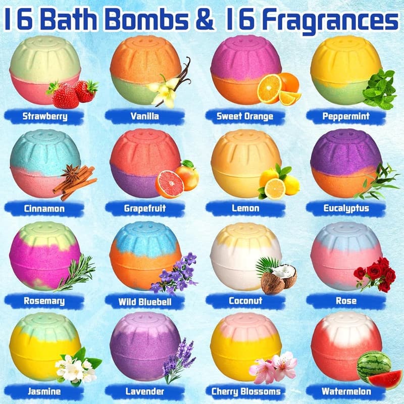 Badekugeln Geschenkset 16er Pack mit ätherischen Ölen für Frauen