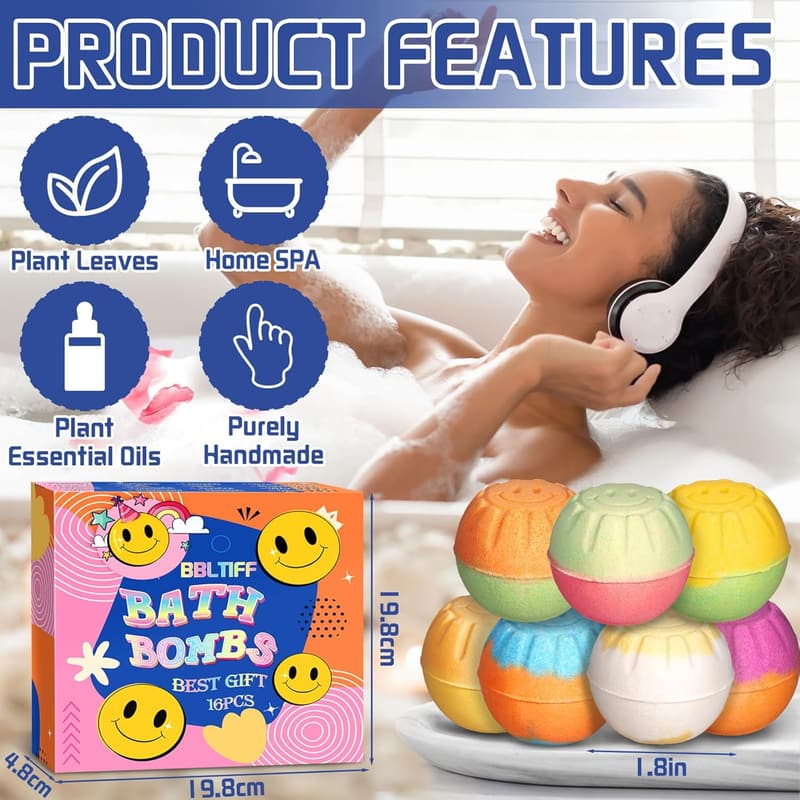 Badekugeln Geschenkset 16er Pack mit ätherischen Ölen für Frauen