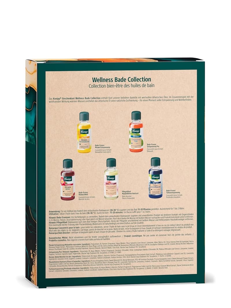 Wellness Geschenkset mit 5 Badeölen von Kneipp - 5 x 20 ml