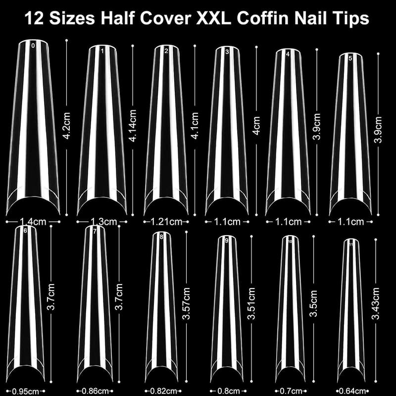 480 Stück extra lange klare Fake-Nägel für Nagelstudios DIY