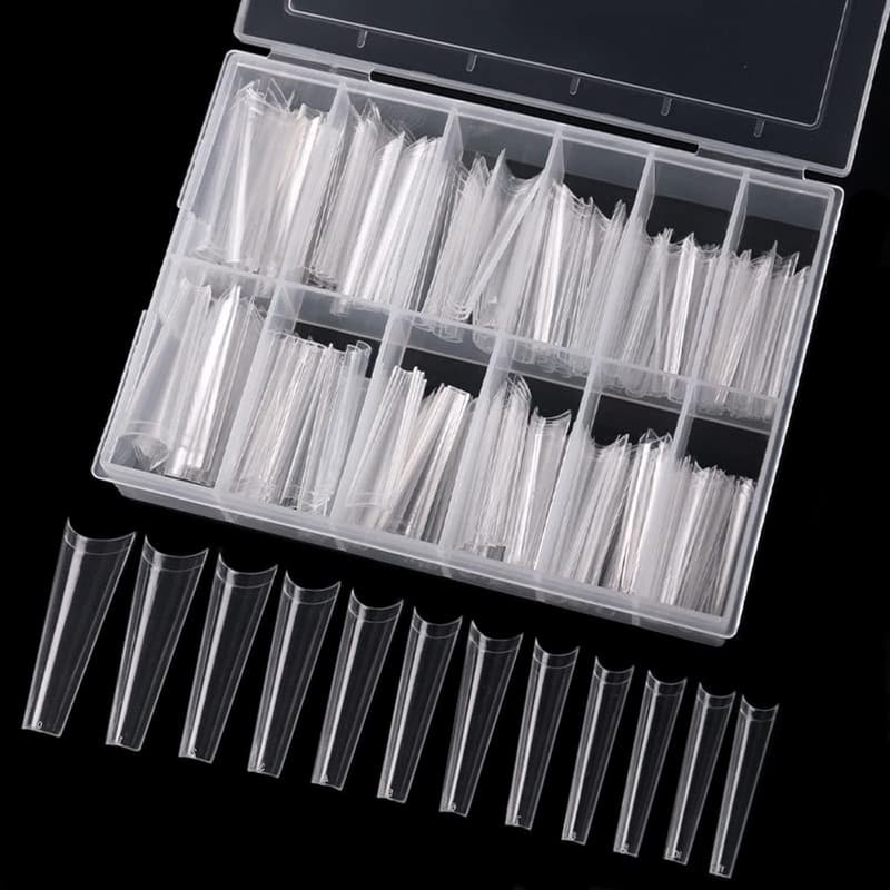 480 Stück extra lange klare Fake-Nägel für Nagelstudios DIY