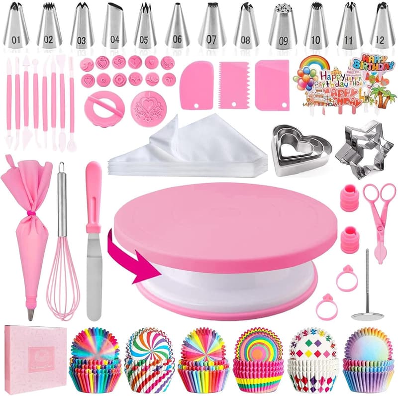 Drehbare Tortenplatte mit Spritztüllen Set – 255 teiliges Backset