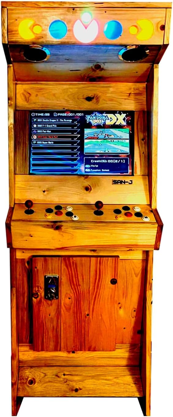 Handgefertigter Holz-Spielautomat mit 3000 Klassikern für 2 Spieler