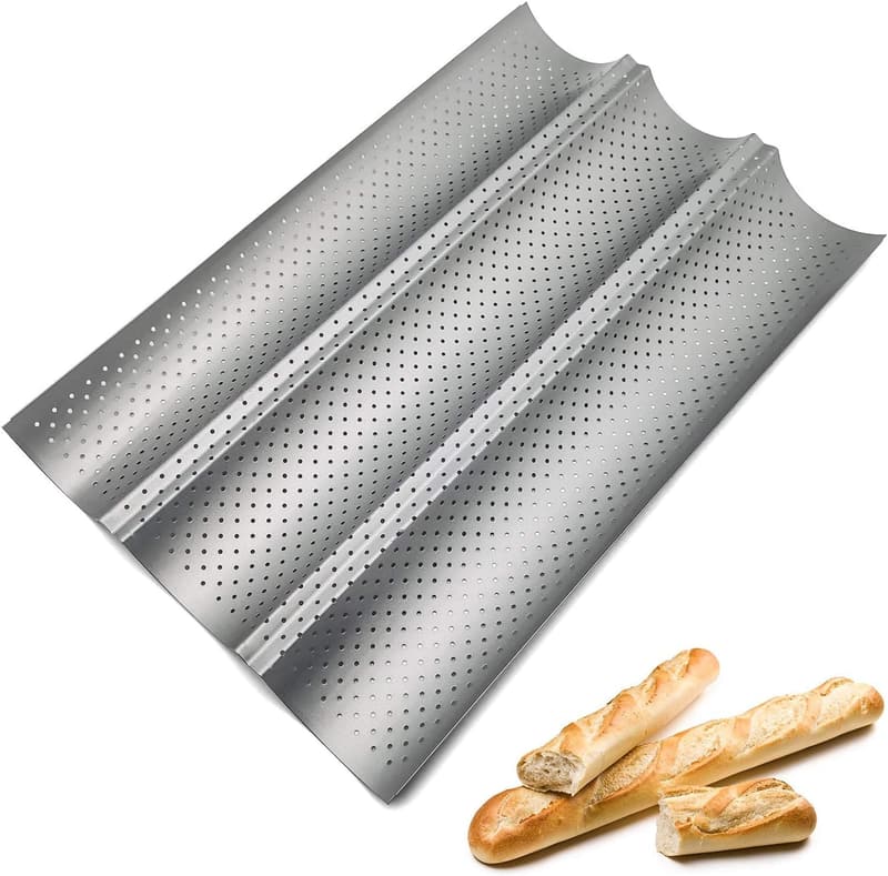 Baguette-Backblech für 3 Baguettes, 38 x 24,5 cm, antihaftbeschichtet