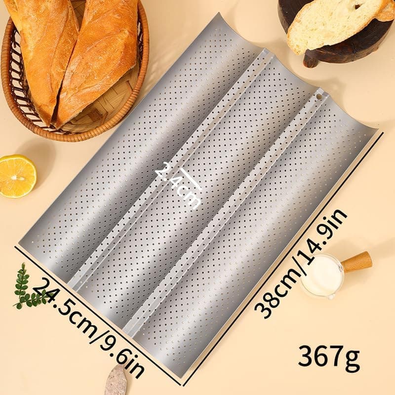 Baguette-Backblech für 3 Baguettes, 38 x 24,5 cm, antihaftbeschichtet