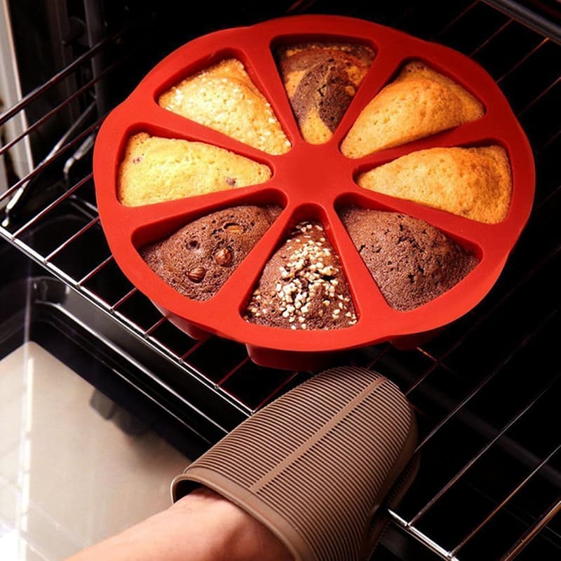 Silikon Backform für 8 Dreiecksmuffins - 2 Stück (Grün, Rot)