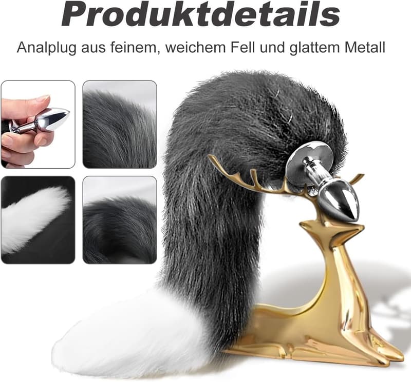 Fuchsschwanz Analplug aus Edelstahl für Frauen, Cosplay & Bondage