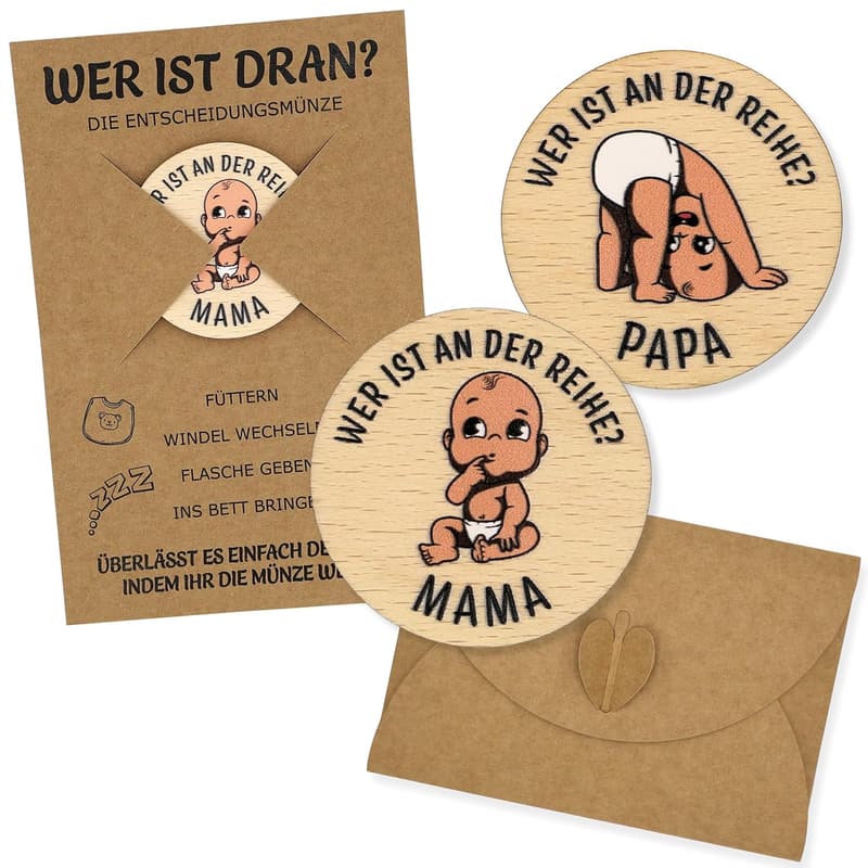 Geschenk zur Geburt: Handmade Entscheidungsmünze für Eltern