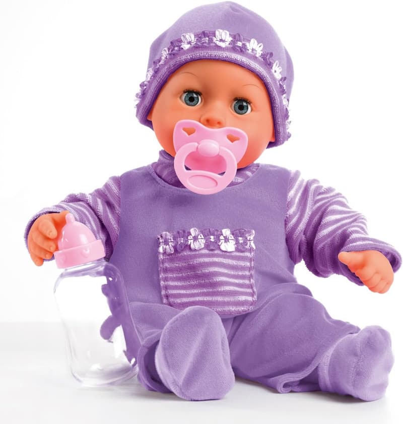 Interaktive Babypuppe mit Schlafaugen und 24 Babylauten, 38 cm, lila