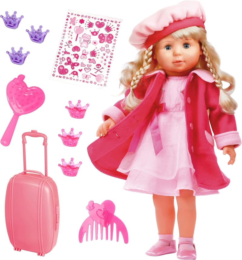 Interaktive Funktionspuppe Charlene mit 90 Sätzen und Schlafaugen, 46 cm, Pink