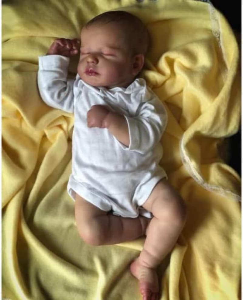 Lebensechte Reborn-Puppe für Neugeborene mit Hand-Zeichnung-Haar, 50 cm