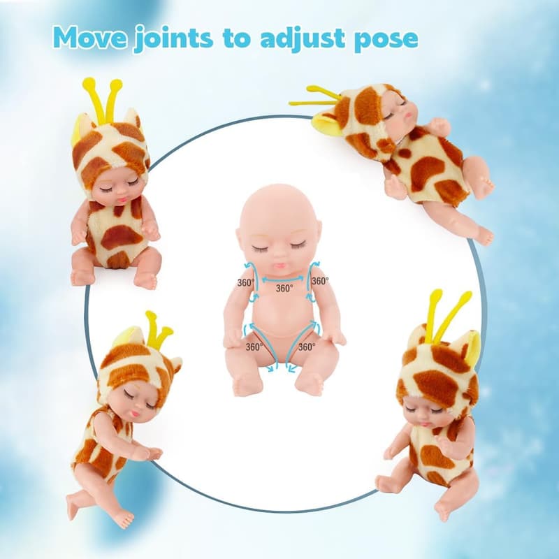Mini-Reborn-Babypuppen im 4er-Set aus waschbarem PVC für Mädchen