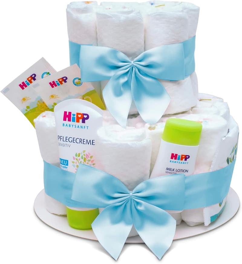 Windeltorte für Jungen mit Premiumprodukten – Geschenk zur Geburt