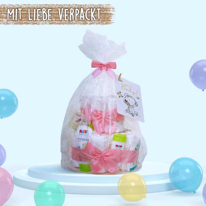 Windeltorte für Jungen mit Premiumprodukten – Geschenk zur Geburt