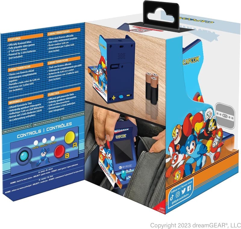 My Arcade Mega Man Pico Spieler – Tragbare Retro-Spielkonsole (6 Spiele in 1)