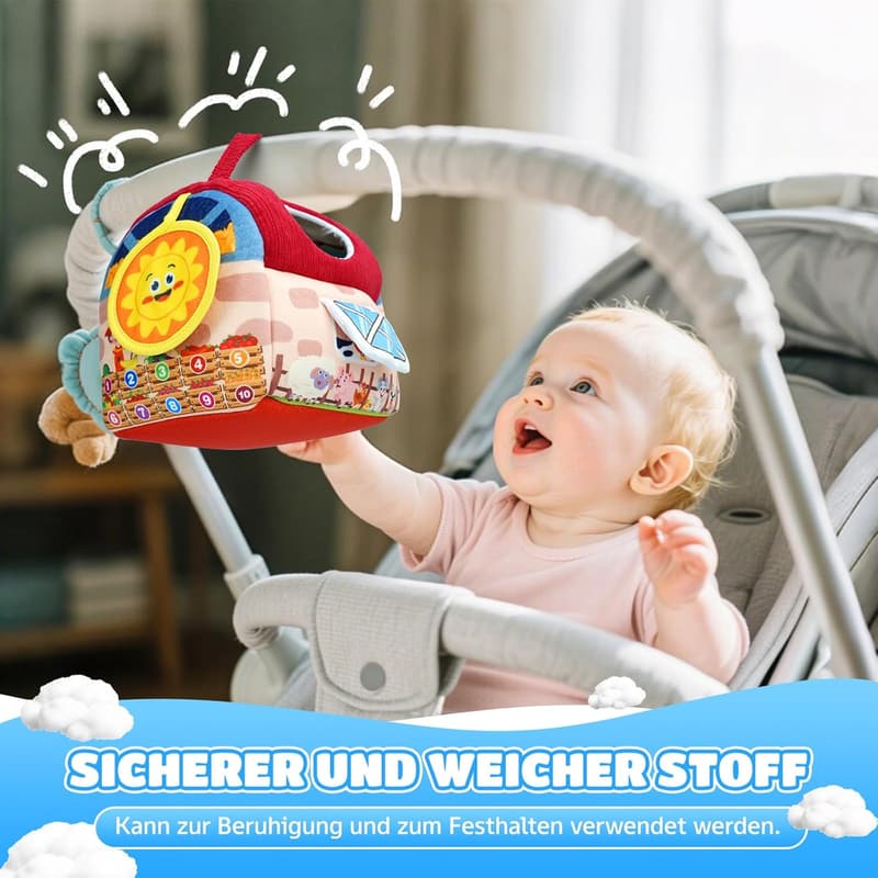 SENSORIKSPIELZEUG FÜR BABYS AB 6 MONATEN - BAUERNHOF AUS BAUMWOLLE