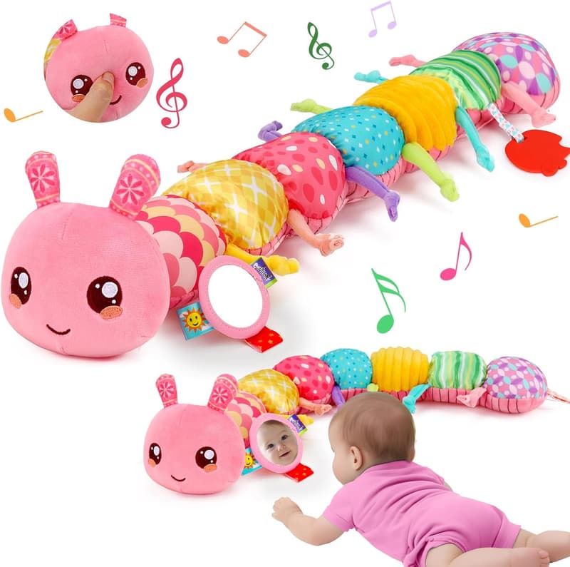 Montessori Musikspielzeug Raupe für Babys 0-6 Monate, Geschenk für Mädchen