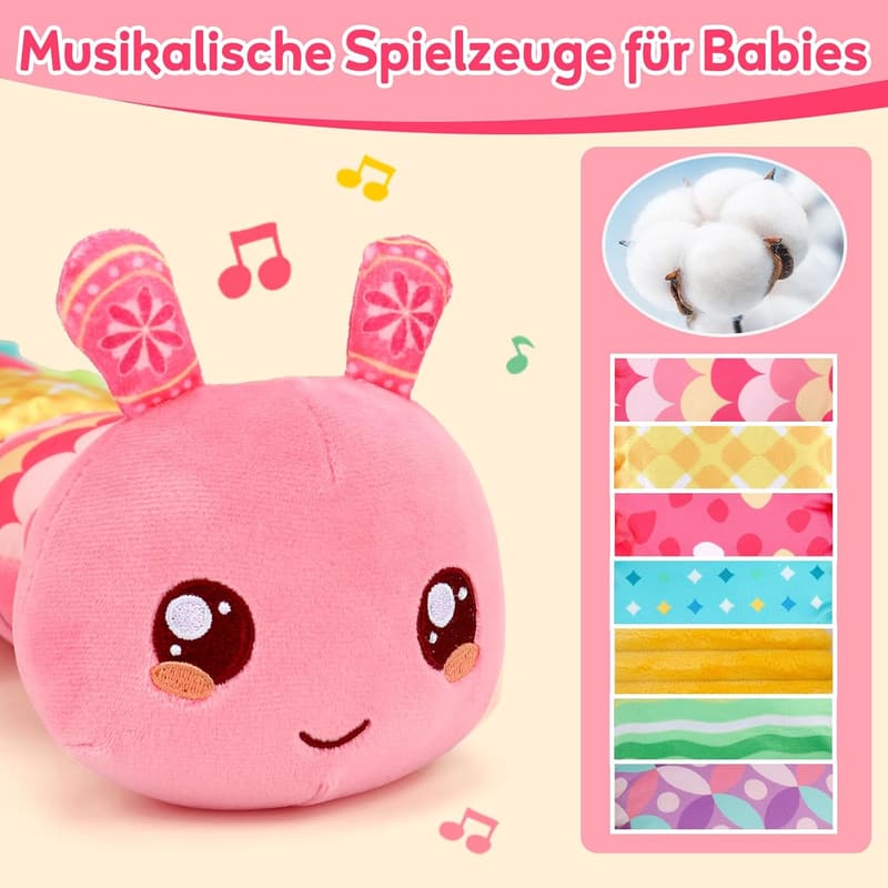 Montessori Musikspielzeug Raupe für Babys 0-6 Monate, Geschenk für Mädchen