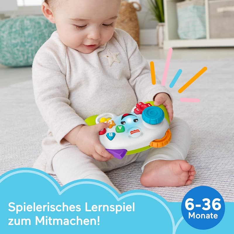 Fisher-Price Lernspiel-Controller für Babys ab 6 Monaten, grün mit Musik und Licht